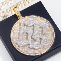 Gold Disc Pendant Set With Diamonds - Customised Number