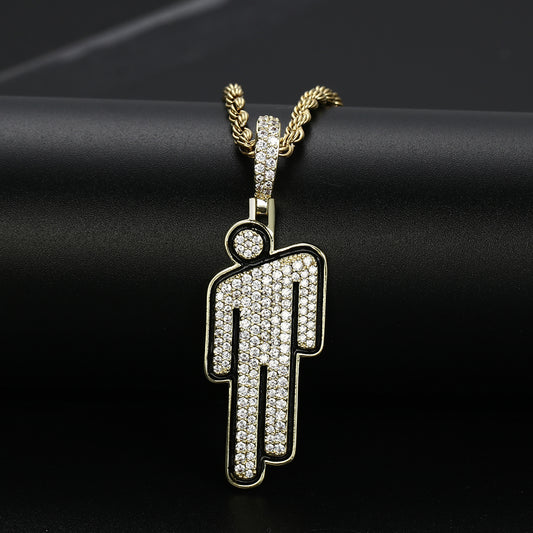 14K Gold Iced Out Villain Pendant