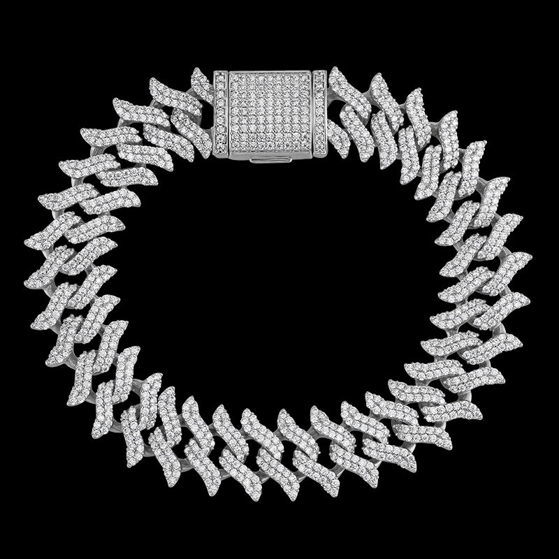 15MM White Gold Plated Simulated Iced Out Cuban Link Bracelet