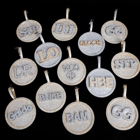 CUSTOM LETTER NECKLACE 3D BIG DISC Pendant Tripodjewelry