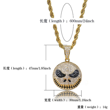 18K Gold Iced Jack Skellington Pendant