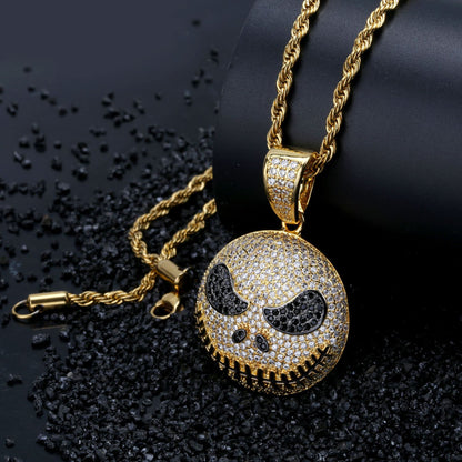 18K Gold Iced Jack Skellington Pendant