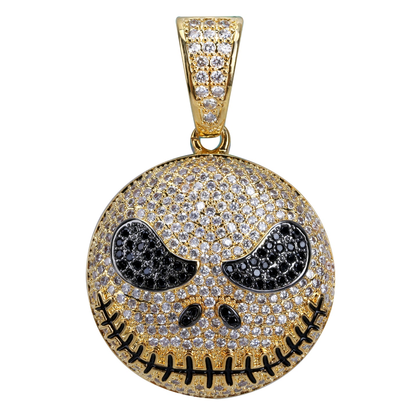 18K Gold Iced Jack Skellington Pendant