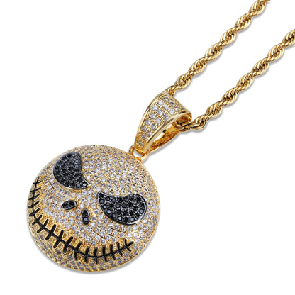 18K Gold Iced Jack Skellington Pendant