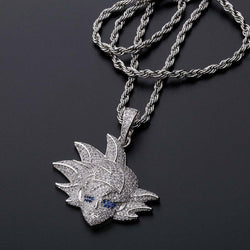 White Gold Iced Goku Pendant