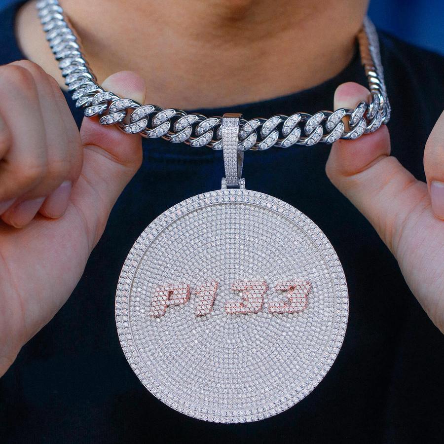 CUSTOM LETTER NECKLACE 3D BIG DISC Pendant Tripodjewelry
