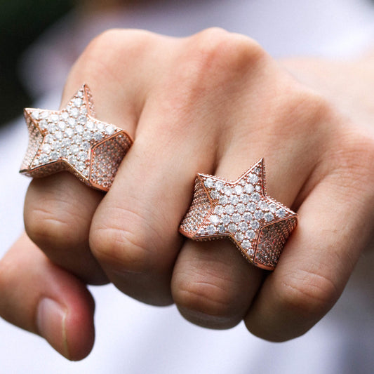 Rose Gold Iced Star Ring