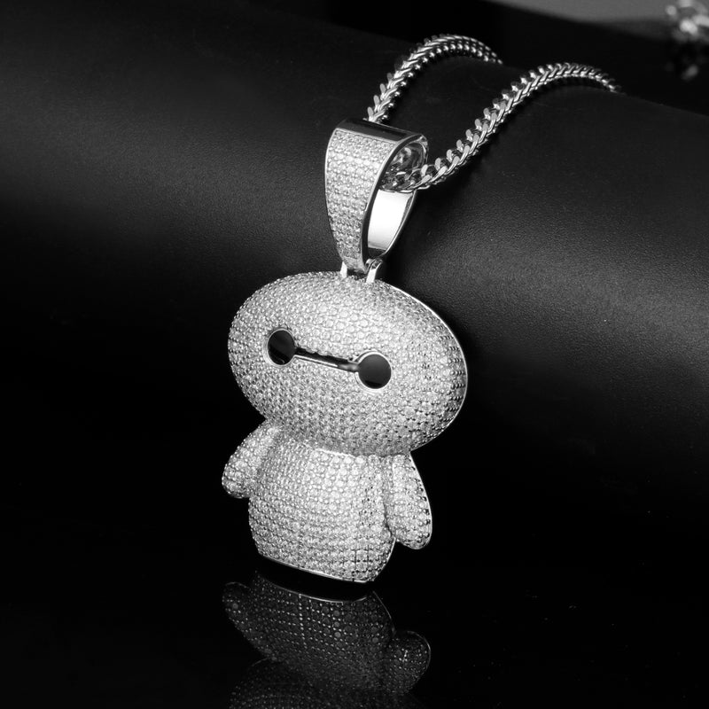 White Gold Iced Out Baymax Pendant