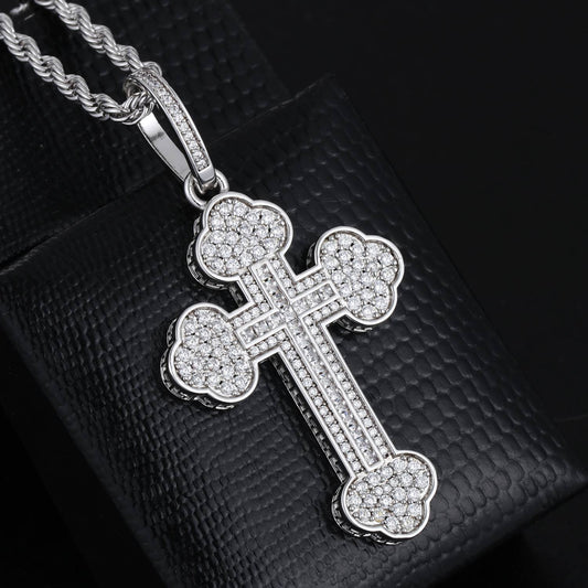 White Gold Cloud Cross Pendant