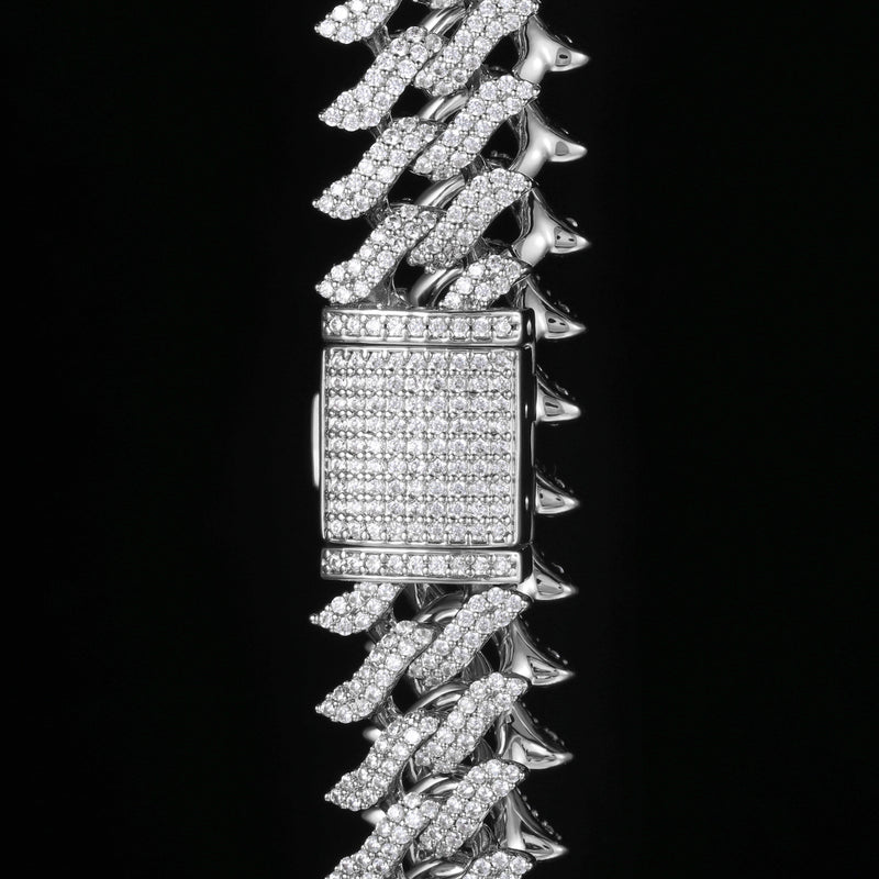 15MM White Gold Plated Simulated Iced Out Cuban Link Bracelet