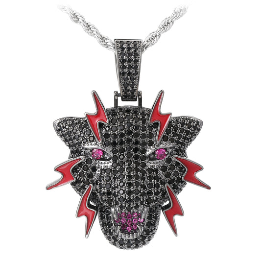 Gun Black Iced Out Dragon Pendant