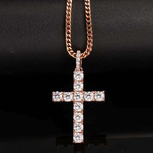 Rose Gold CZ Stone Cross Pendant