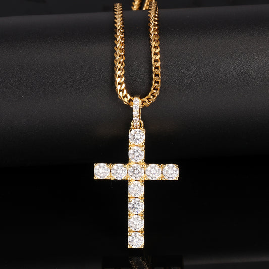 Gold CZ Stone Cross Pendant