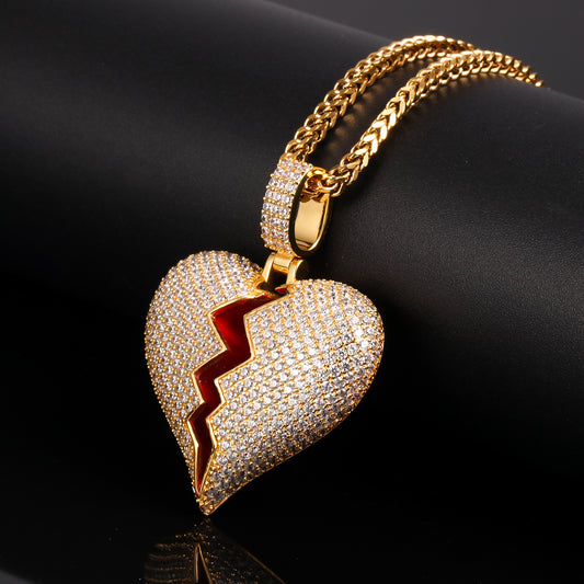 14K Gold Diamond Break Heart Pendant