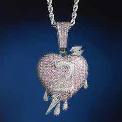 White Gold Iced Heart Pendant