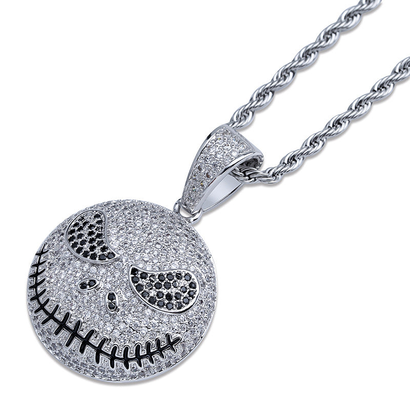 White Gold Iced Jack Skellington Pendant