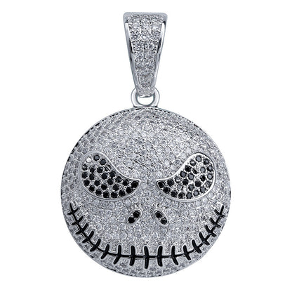 White Gold Iced Jack Skellington Pendant