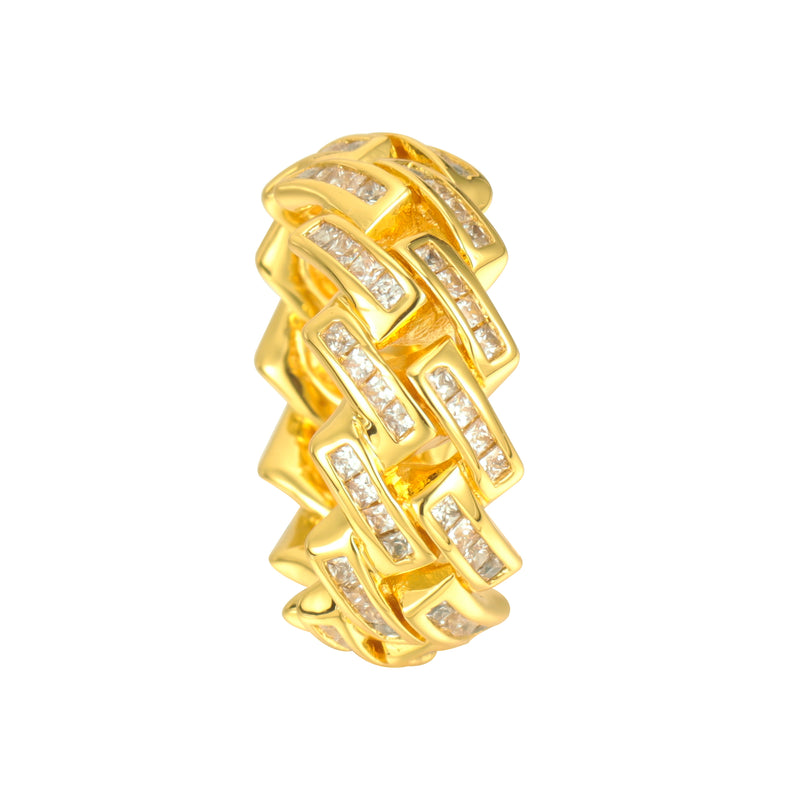 Iced Cuban Link Ring 18K/White Gold Plated