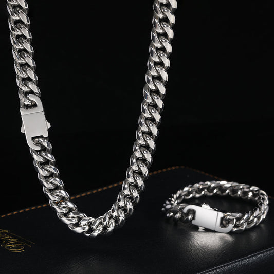 12MM White Gold Plated Iced Out Cuban Link Bracelet