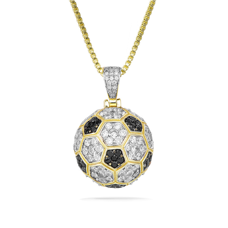 14K Gold Iced Football Pendant