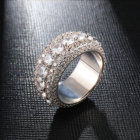 White Gold Iced Out Spinning Ring