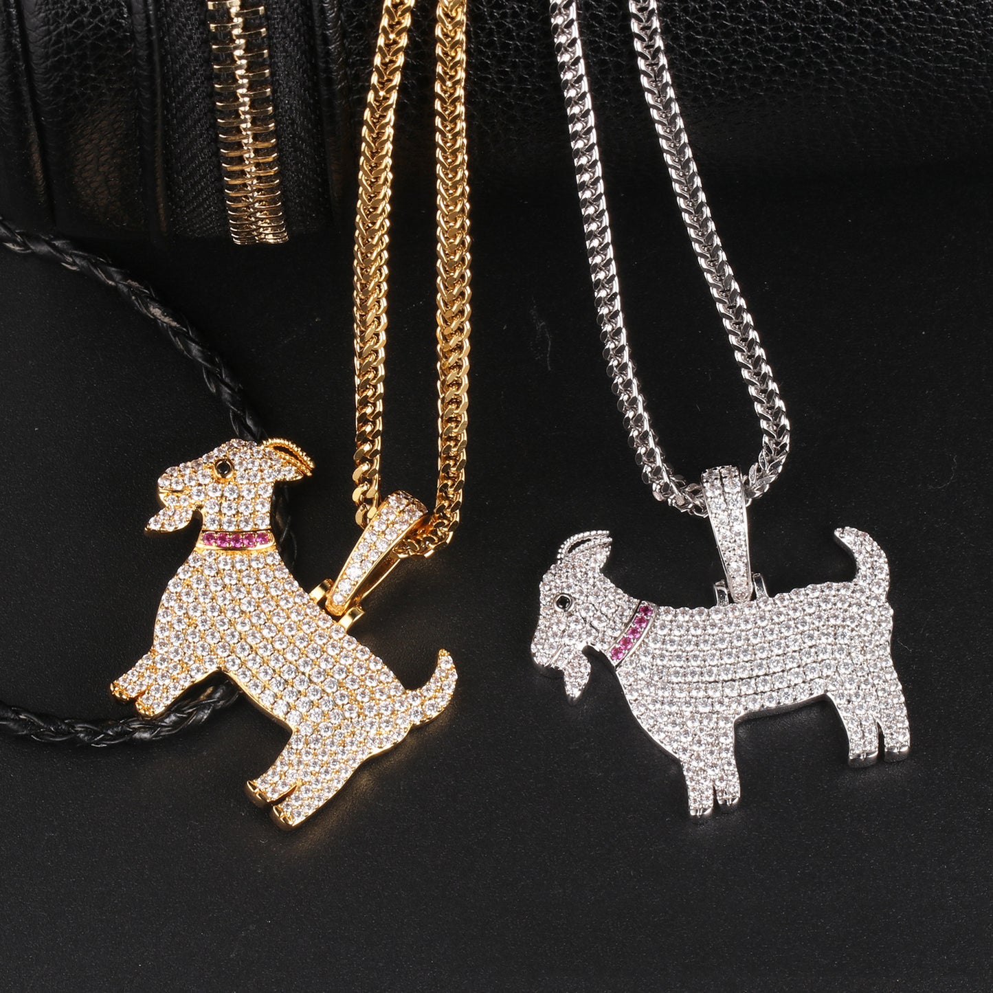 White Gold Iced Out  Goat Pendant